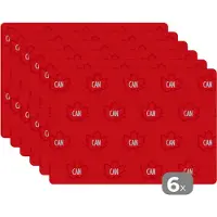 KitchenYeah Placemat - Placemats kunststof - Canada - Vlaggen - Patronen - 45x30 cm - 6 stuks - Hittebestendig - Anti-Slip - Onderlegger - Afneembaar