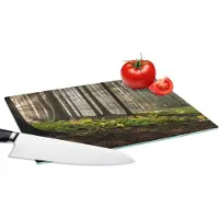 KitchenYeah Glazen Snijplank - 28x20 - Zon - Takken - Bomen - Bos - Natuur - Snijplanken Glas