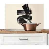 KitchenYeah Spatscherm keuken 80x55 cm - Kookplaat achterwand Strepen - Zwart - Abstract - Muurbeschermer - Spatwand fornuis - Hoogwaardig aluminium