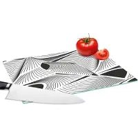 KitchenYeah Glazen Snijplank - 28x20 - Patroon - Abstract - Zwart Wit - Snijplanken Glas