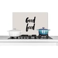 KitchenYeah Spatscherm keuken 60x40 cm - Kookplaat achterwand Spreuken - Eten - Koken - Good food - Quotes - Good food - Muurbeschermer - Spatwand fornuis - Hoogwaardig aluminium