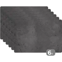 KitchenYeah Placemats - Beton print - Retro - Grijs - Abstract - Placemat - Onderleggers placemat - 6 stuks - 45x30 cm