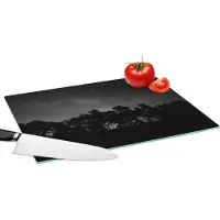 KitchenYeah Glazen Snijplank - 39x28 - Sterrenhemel - Bos - Hemel - Zwart - Bomen - Snijplanken Glas
