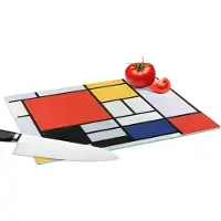 KitchenYeah Glazen Snijplank - 39x28 - Kunst - Mondriaan - Oude meesters - Compositie 2 - Snijplanken Glas