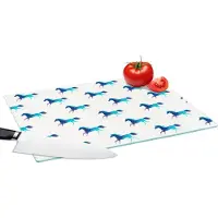 KitchenYeah Glazen Snijplank - 39x28 - Meisjes - Paarden - Kristallen - Patronen - Girl - Blauw - Kinderen - Kind - Snijplanken Glas