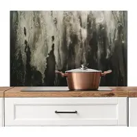 KitchenYeah Spatscherm keuken 100x65 cm - Kookplaat achterwand Abstract - Grijs - Kunst - Patroon - Muurbeschermer - Spatwand fornuis - Hoogwaardig aluminium