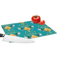 KitchenYeah Glazen Snijplank - 28x20 - Bij - Bijenkorf - Patronen - Snijplanken Glas