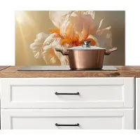 KitchenYeah Spatscherm keuken 90x45 cm - Kookplaat achterwand Close up - Oranje - Iris - Muurbeschermer - Spatwand fornuis - Hoogwaardig aluminium