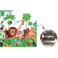 KitchenYeah Tafelkleed - Tafellaken - 150x150 cm - Wilde dieren - Jungle - Leeuw - Tijger - Meisjes - Kids - Jongens - Binnen en Buiten