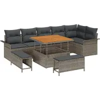 vidaXL Tuinbank Set 9 st Grijs poly rattan