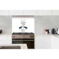 KitchenYeah Spatscherm keuken 100x65 cm - Kookplaat achterwand Spreuken - Happiness is to hold flowers in both hands - Quotes - Muurbeschermer - Spatwand fornuis - Hoogwaardig aluminium