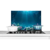 KitchenYeah Spatscherm keuken 70x50 cm - Kookplaat achterwand Oceaan - Vis - Koraal - Muurbeschermer - Spatwand fornuis - Hoogwaardig aluminium