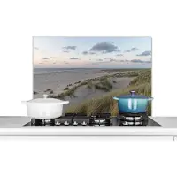 KitchenYeah Spatscherm keuken 90x60 cm - Kookplaat achterwand Het strand en de duinen van Ameland - Muurbeschermer - Spatwand fornuis - Hoogwaardig aluminium