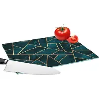 KitchenYeah Glazen Snijplank - 28x20 - Stenen - Goud - Luxe - Patronen - Abstract - Snijplanken Glas