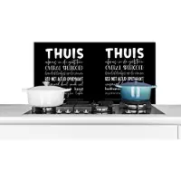KitchenYeah Spatscherm keuken 90x45 cm - Kookplaat achterwand Quotes - Thuis - Hartjes - Muurbeschermer - Spatwand fornuis - Hoogwaardig aluminium