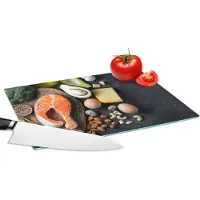 KitchenYeah Glazen Snijplank - 28x20 - Vlees - Eieren - Fruit - Kaas - Kruiden - Snijplanken Glas