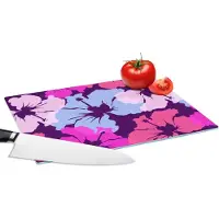 KitchenYeah Glazen Snijplank - 28x20 - Pastel - Hibiscus - Bloem - Hawaii - Design - Snijplanken Glas