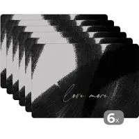 KitchenYeah Placemat - Quote - Love more - Abstract - Design - Onderleggers - Tafel - 45x30 cm - 6 stuks