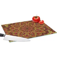 KitchenYeah Glazen Snijplank - 39x28 - Patroon - Mandala - Planten - Snijplanken Glas