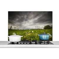 KitchenYeah Spatscherm keuken 100x65 cm - Kookplaat achterwand Weide voor een storm - Muurbeschermer - Spatwand fornuis - Hoogwaardig aluminium