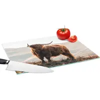 KitchenYeah Glazen Snijplank - 39x28 - Schotse hooglander - Dieren - Landelijk - Landschap - Koe - Natuur - Snijplanken Glas
