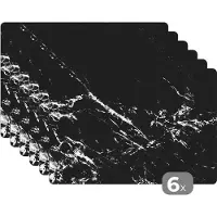 KitchenYeah - Placemats - Marmer look - Wit - Structuur - Onderleggers placemats - Onderlegger - 45x30 cm - 6 stuks