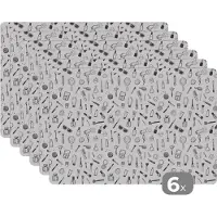 KitchenYeah Placemat - Placemats kunststof - Cosmetica - Patronen - Make up - 45x30 cm - 6 stuks - Hittebestendig - Anti-Slip - Onderlegger - Afneembaar