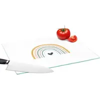 KitchenYeah Glazen Snijplank - 39x28 - Regenboog - Hartje - Stippen - Pastel - Kinderen - Snijplanken Glas