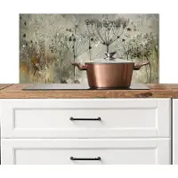 KitchenYeah Spatscherm keuken 90x45 cm - Kookplaat achterwand - Bloemen industrieel - Muurbeschermer grijs hittebestendig - Spatwand fornuis - Hoogwaardig aluminium - Aanrecht decoratie abstract
