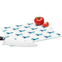 KitchenYeah Glazen Snijplank - 28x20 - Meisjes - Paarden - Kristallen - Patronen - Girl - Blauw - Kinderen - Kind - Snijplanken Glas