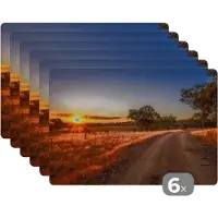 KitchenYeah Placemat - Placemats kunststof - Zon - Gras - Boom - Natuur - 45x30 cm - 6 stuks - Hittebestendig - Anti-Slip - Onderlegger - Afneembaar