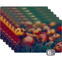 KitchenYeah Placemat - Placemats kunststof - Landelijke decoratie - Herfst - Appel - Fruit - 45x30 cm - 6 stuks - Hittebestendig - Anti-Slip - Onderlegger - Afneembaar