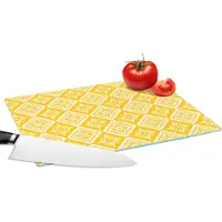 KitchenYeah Glazen Snijplank - 28x20 - Mozaïek - Vintage - Geel - Patronen - Snijplanken Glas