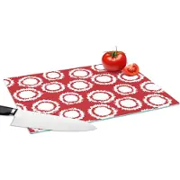 KitchenYeah Glazen Snijplank - 39x28 - Stippen - Rood - Patroon - Snijplanken Glas
