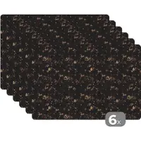 KitchenYeah Placemat - Placemats kunststof - Patroon - Structuur - Graniet - 45x30 cm - 6 stuks - Hittebestendig - Anti-Slip - Onderlegger - Afneembaar