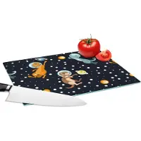 KitchenYeah Glazen Snijplank - 28x20 - Planeten - Hond - Patroon - Snijplanken Glas