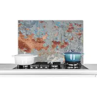 KitchenYeah Spatscherm keuken 90x60 cm - Kookplaat achterwand Verf - Roest print - Metaal - Muurbeschermer - Spatwand fornuis - Hoogwaardig aluminium