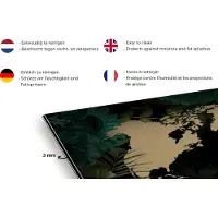 KitchenYeah Spatscherm keuken 120x80 cm - Kookplaat achterwand Wereldkaart - Zwart - Planten - Muurbeschermer - Spatwand fornuis - Hoogwaardig aluminium