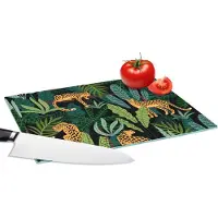 KitchenYeah Glazen Snijplank - 28x20 - Jungle - Panter - Patronen - Jongens - Meiden - Planten - Snijplanken Glas