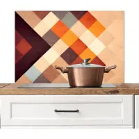 KitchenYeah Spatscherm keuken 80x55 cm - Kookplaat achterwand Kunst - Patroon - Kleuren - Vakjes - Muurbeschermer - Spatwand fornuis - Hoogwaardig aluminium