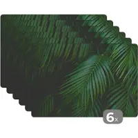 KitchenYeah Placemat - Placemats kunststof - Palmbladeren - Palmen - Tropical - 45x30 cm - 6 stuks - Hittebestendig - Anti-Slip - Onderlegger - Afneembaar