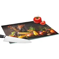KitchenYeah Glazen Snijplank - 39x28 - Groente - Fruit - Rustiek - Tafel - Snijplanken Glas