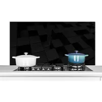 KitchenYeah Spatscherm keuken 120x60 cm - Kookplaat achterwand Kubus - Zwart - Wit - Patronen - Muurbeschermer - Spatwand fornuis - Hoogwaardig aluminium