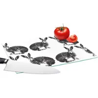 KitchenYeah Glazen Snijplank - 28x20 - Vintage - Design - Konijn - Dieren - Snijplanken Glas