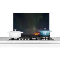 KitchenYeah Spatscherm keuken 60x40 cm - Kookplaat achterwand Noorderlicht - Sterrenhemel - Vulkaan - Muurbeschermer - Spatwand fornuis - Hoogwaardig aluminium