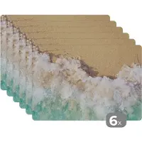 KitchenYeah Placemat - Placemats kunststof - Golf - Strand - Zee - Water - 45x30 cm - 6 stuks - Hittebestendig - Anti-Slip - Onderlegger - Afneembaar