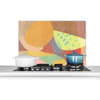 KitchenYeah Spatscherm keuken 80x55 cm - Kookplaat achterwand Abstract - Kunst - Regenboog - Pastel - Muurbeschermer - Spatwand fornuis - Hoogwaardig aluminium