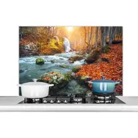 KitchenYeah Spatscherm keuken 100x65 cm - Kookplaat achterwand Natuur - Zon - Herfst - Muurbeschermer - Spatwand fornuis - Hoogwaardig aluminium