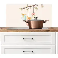 KitchenYeah Spatscherm keuken 80x40 cm - Kookplaat achterwand Paastak - Strikje - Eieren - Muurbeschermer - Spatwand fornuis - Hoogwaardig aluminium