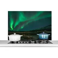 KitchenYeah Spatscherm keuken 100x65 cm - Kookplaat achterwand Noorderlicht - Natuur - IJsland - Muurbeschermer - Spatwand fornuis - Hoogwaardig aluminium